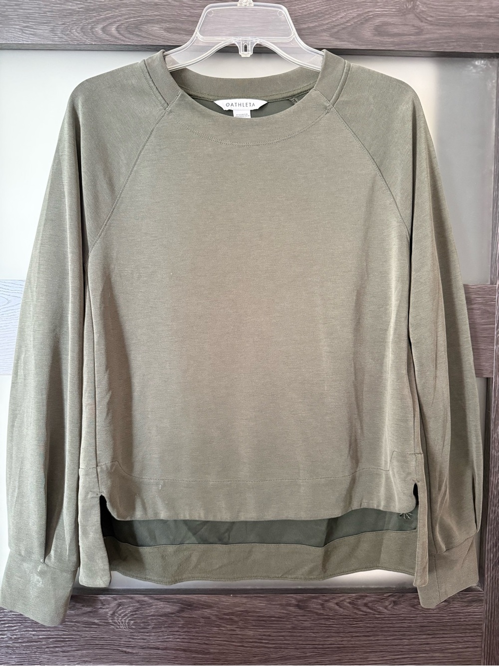 Athleta Sweatshirt Olive Green High Low Pullover Size S